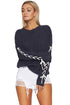 Sexy Navy Lace up Sleeve Sweater